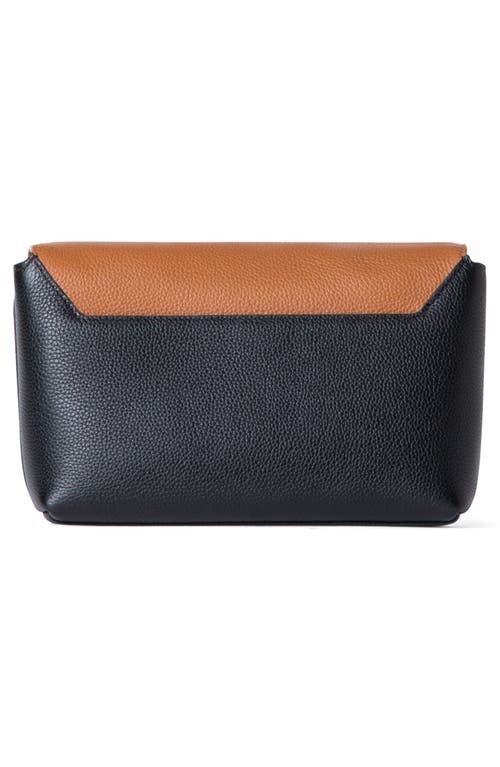 Shop Akris Small Anouk Calfskin Crossbody Bag In Cuoio/black