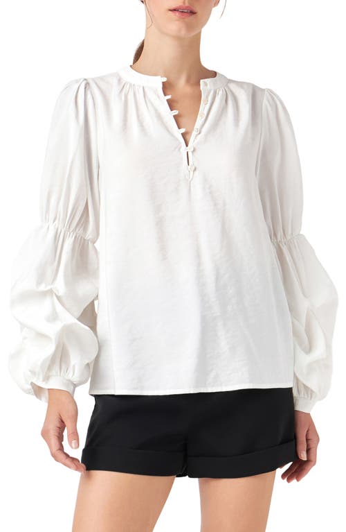 English Factory Gathered Sleeve Blouse White at Nordstrom,
