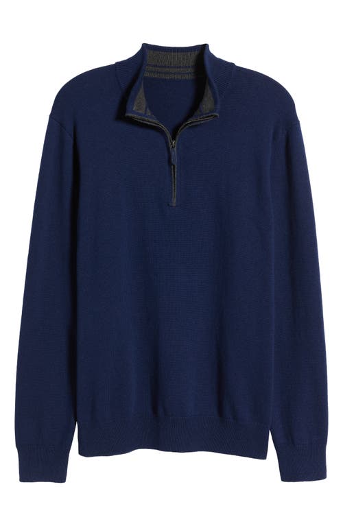 Vineyard Vines Boathouse Tipping Wool & Cotton Quarter Zip Pullover In Blue