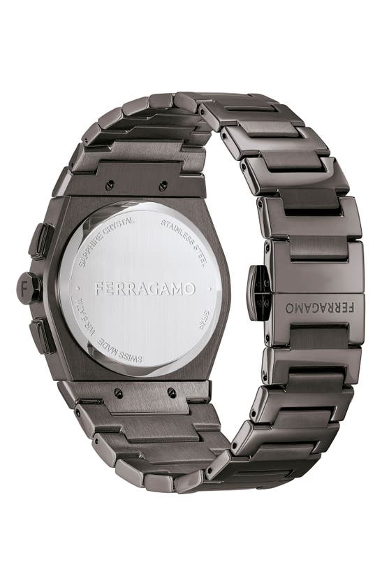 Shop Ferragamo Vega Chronograph Bracelet Watch, 42mm In Ip Gunmetal