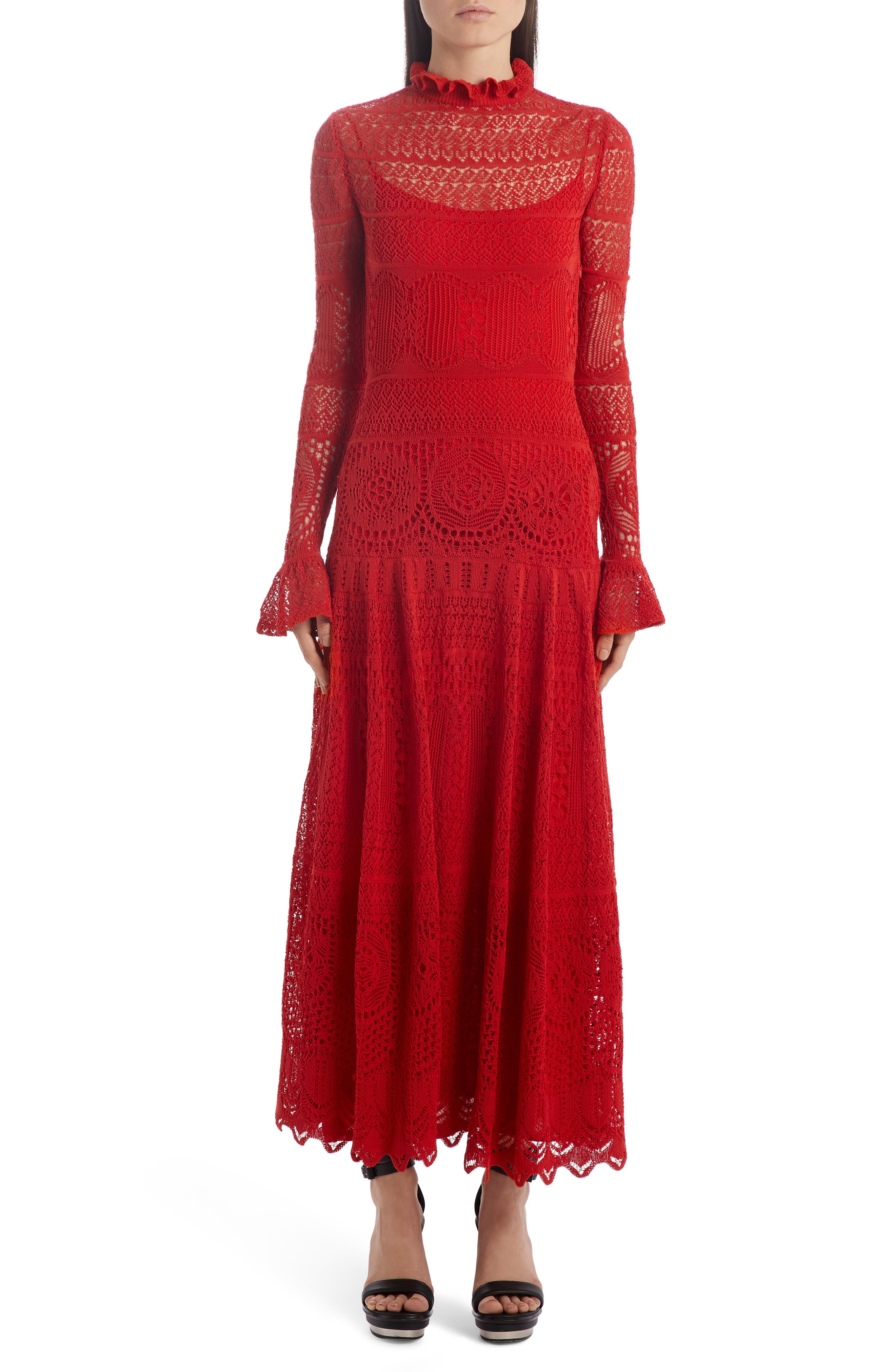 red maxi sweater dress