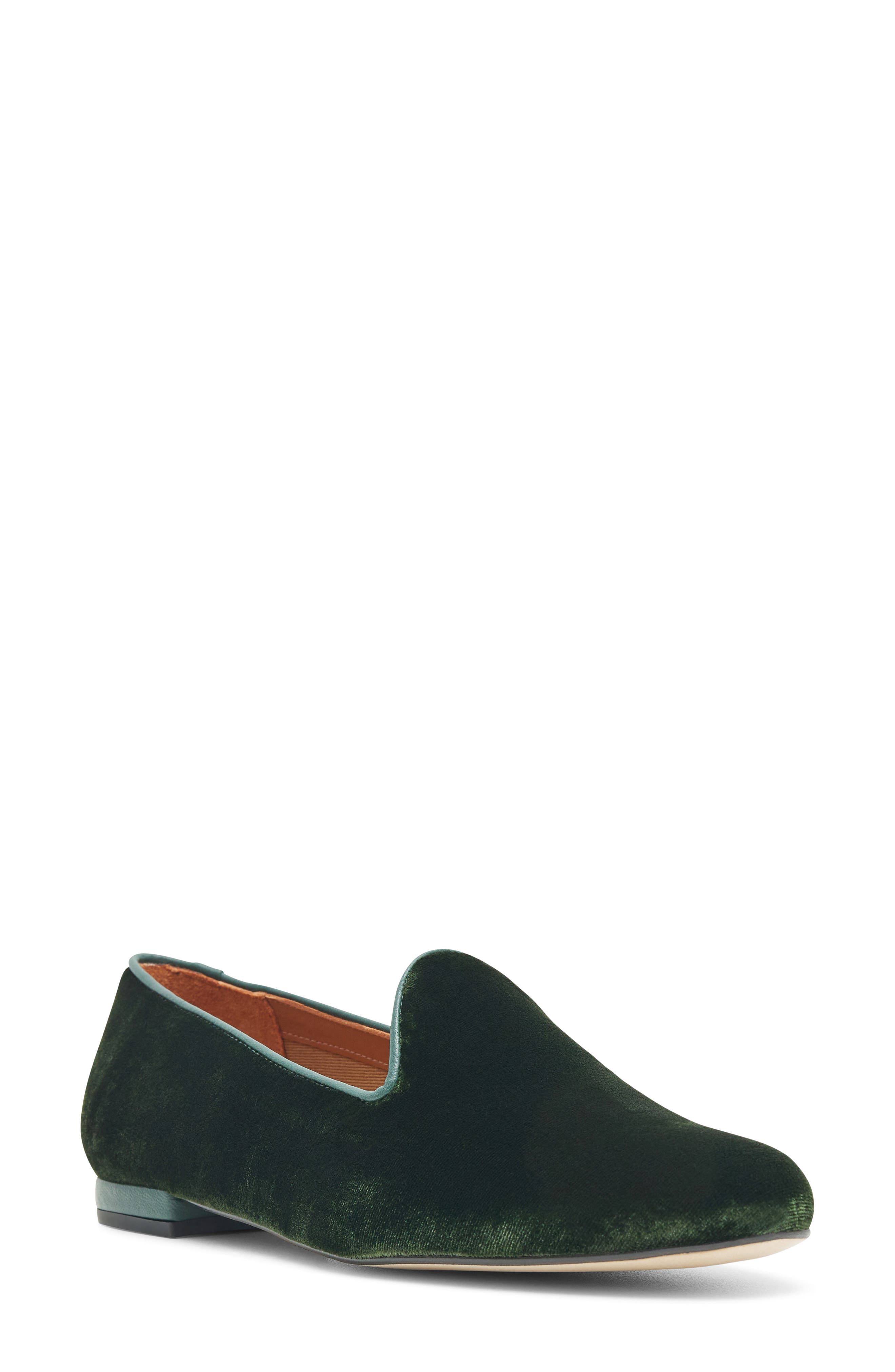 Jon Josef Gatsby Bow Velvet Venetian Loafer in Linda Green 
