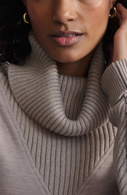 Varley Hannah Cowl Neck Sweatshirt In Taupe Marl