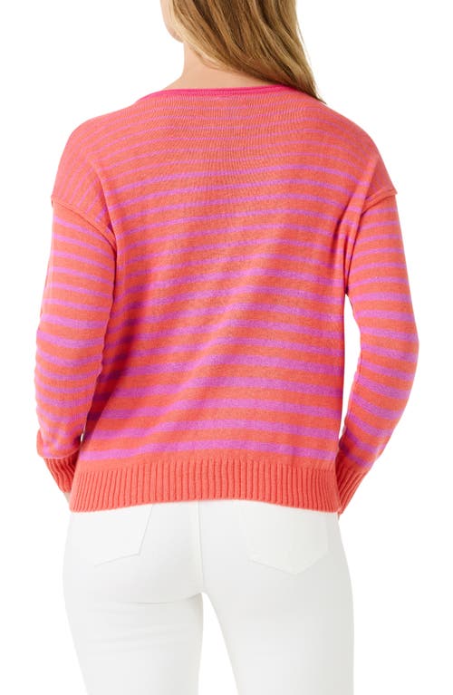 Shop Nic + Zoe Nic+zoe Supersoft Striped Up Sweater In Orange Multi