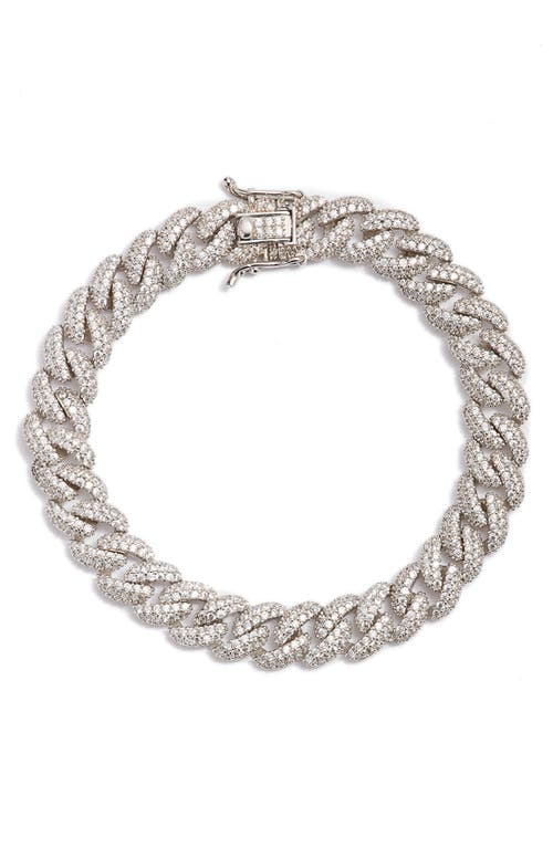 Cuban Chain Pavé Bracelet in Silver