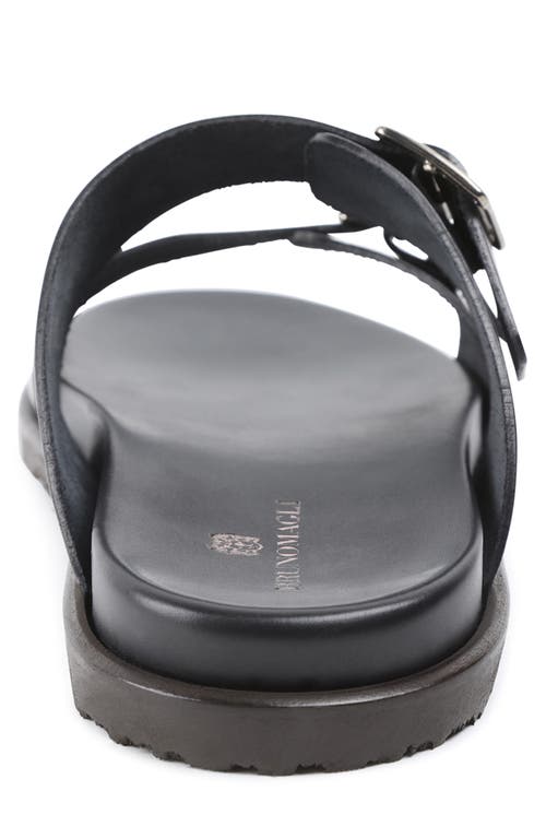 Bruno Magli Men's Erasmo Double Buckle Leather Sandals In Black Leather
