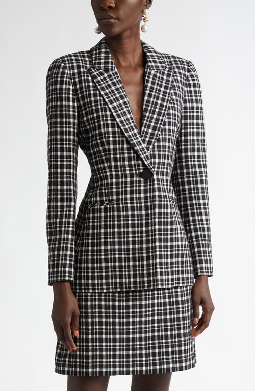 Shop Carolina Herrera Plaid Wool Blend Blazer In Black/white