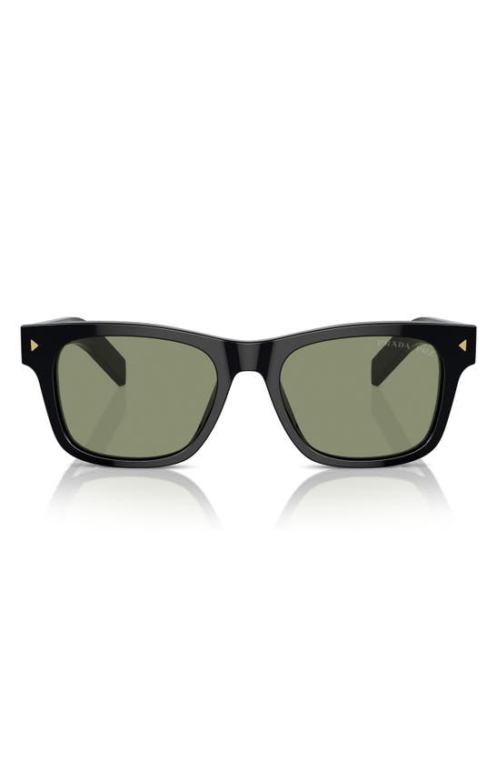 Shop Prada 51mm Polarized Rectangular Sunglasses In Black