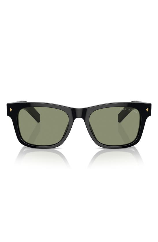 Prada 51mm Polarized Rectangular Sunglasses In Black