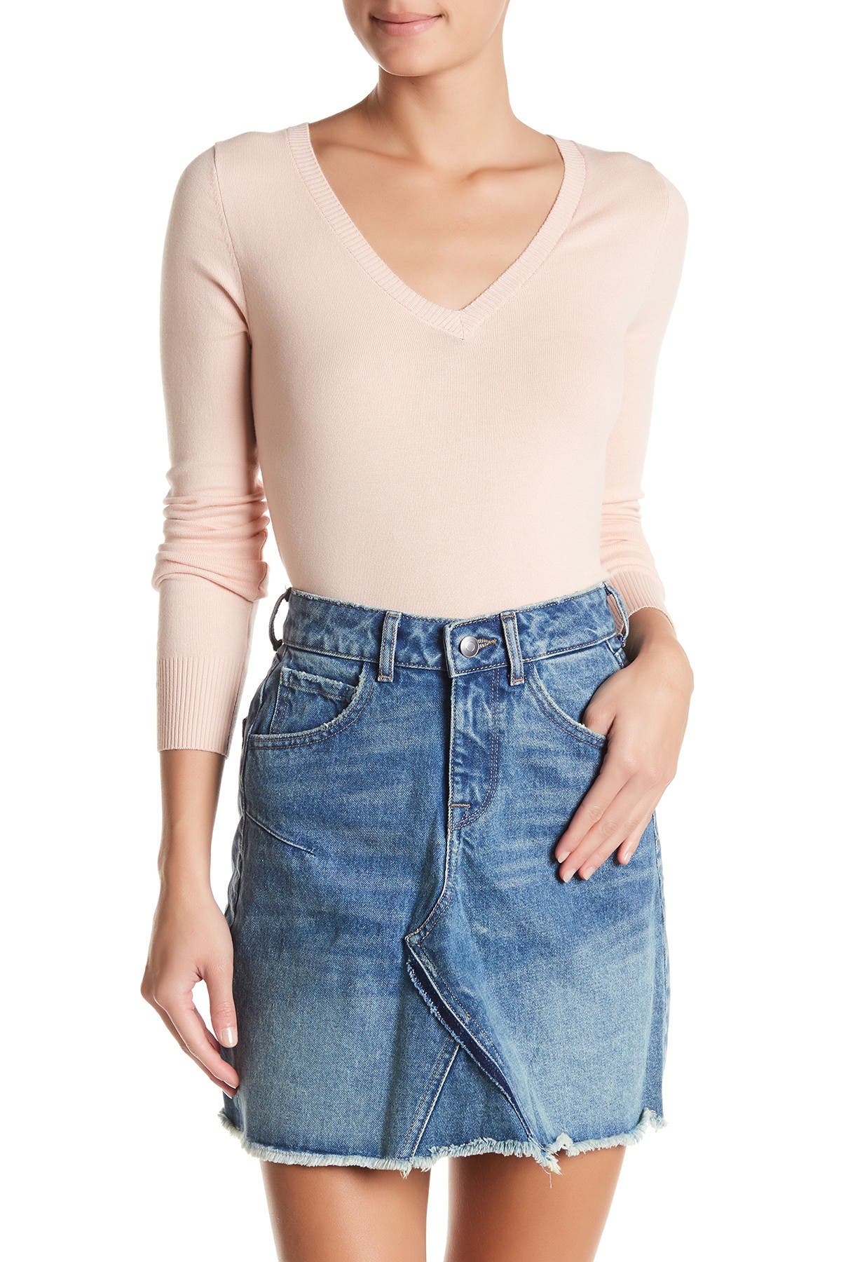 Abound Solid V-neck Pullover Sweater In Pink Hero