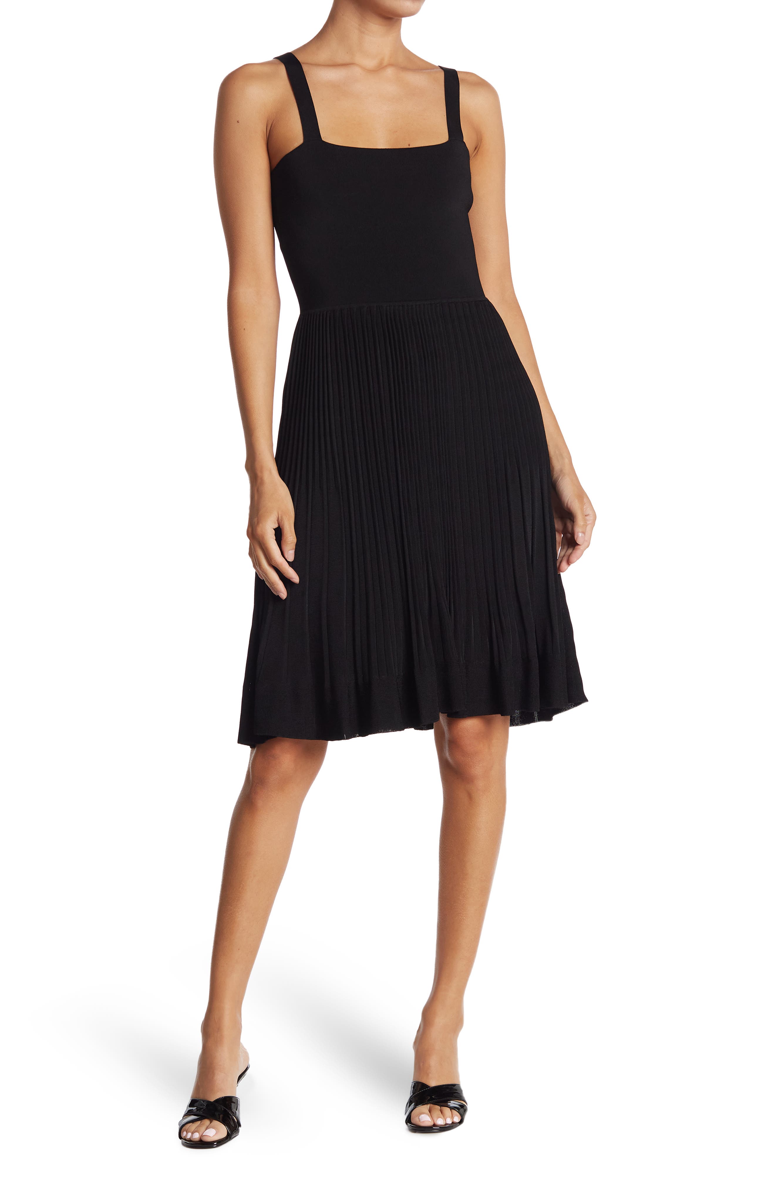 theory pleated square neck dress