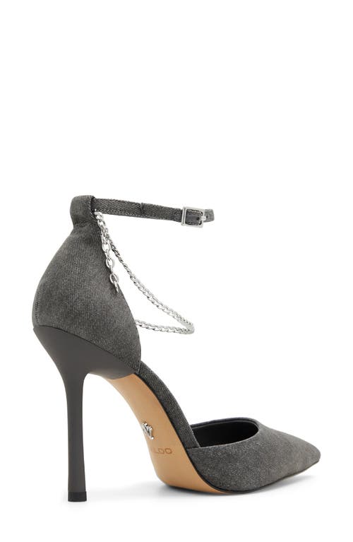 Aldo Aurelina Chain Ankle Strap Pointed Toe Pump In Dark Grey