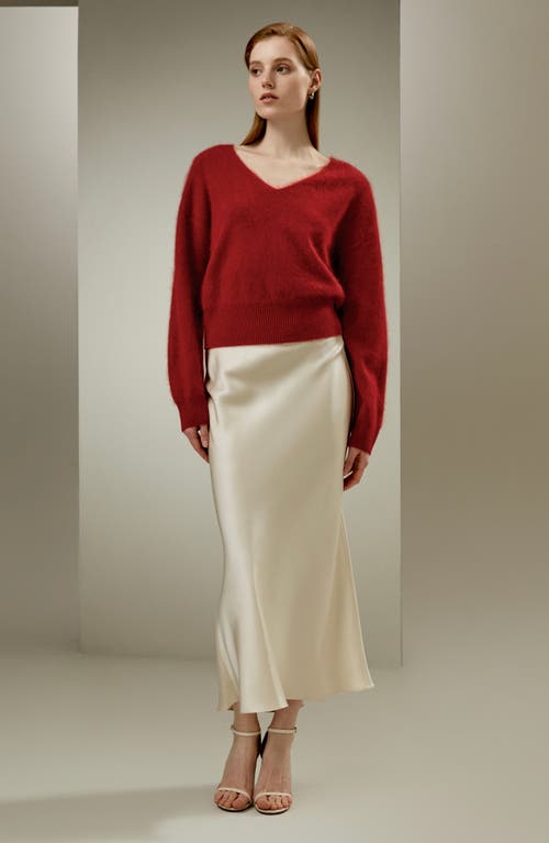 Lilysilk Cropped V-neck Cashmere Sweater For Women In Red