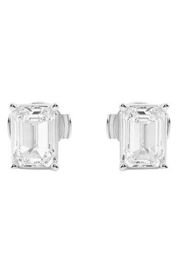 Shop Badgley Mischka Collection Emerald Cut Lab Created Diamond Stud Earrings In White Gold