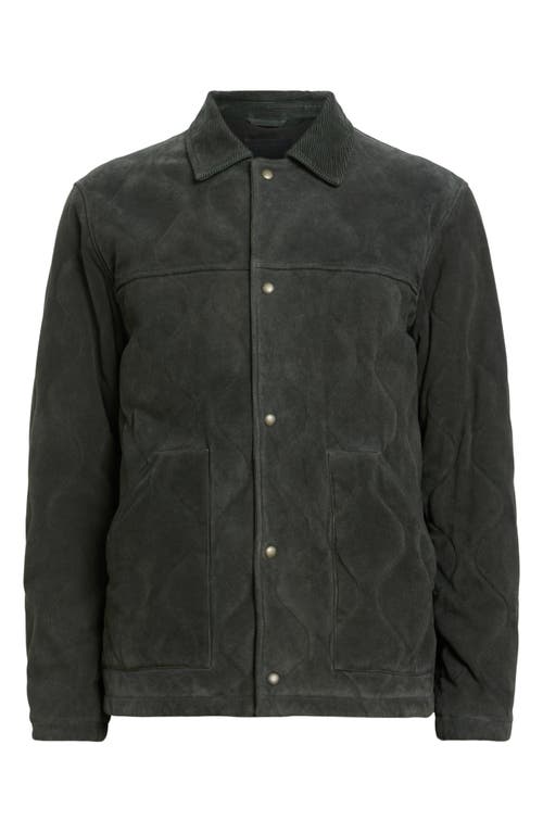 Shop Allsaints Dakota Quilted Suede Jacket In Ash Khaki Green