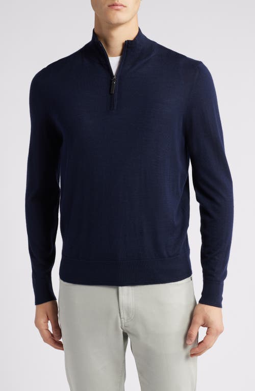 Shop Canali Quarter Zip Cashmere & Wool Blend Sweater In Navy