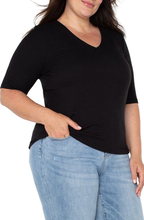 Liverpool Double Layer V-neck Top In Black