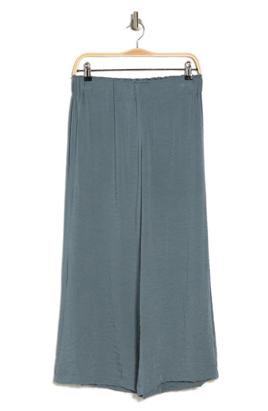 Shop Adrianna Papell Crinkle Wide Leg Pull-on Pants In Soft Denim