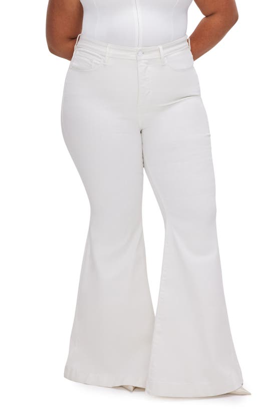 Shop Good American Good Waist Super Flare Jeans In Cloud White001