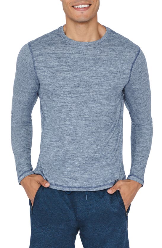 90 Degree By Reflex Cationic Heather Long Sleeve Shirt In Heather Navy