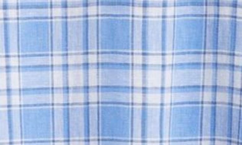 Shop Caslon Short Sleeve Linen Blend Popover Top In Blue C- White Sutton Plaid
