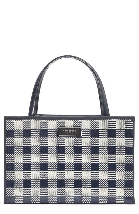 sam icon embellished sequin gingham tote