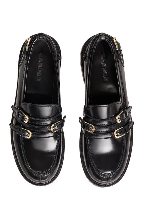 Sandro Buckle Loafers In Black