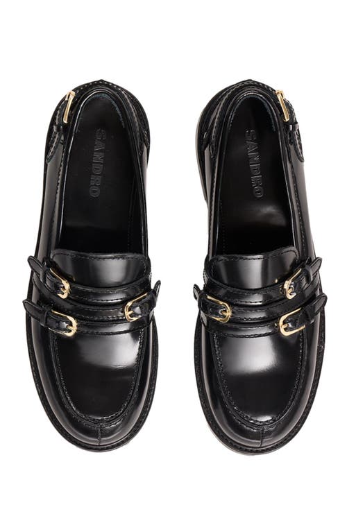 Shop Sandro Buckle Loafers In Black