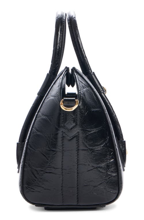 Shop Givenchy Mini Antigona Lock Leather Satchel In Black