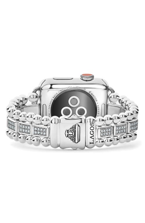Lagos Smart Caviar Sterling Silver & Diamond Apple Watch® Watchband In Silver/diamond