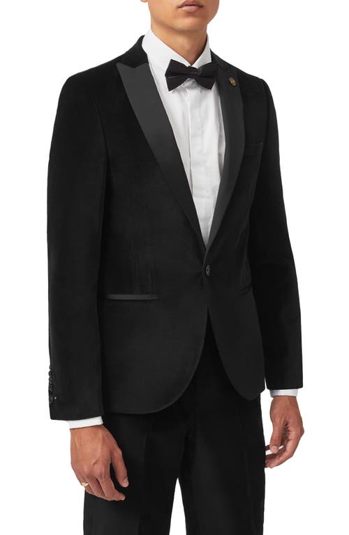 Twisted Tailor Sylvester Skinny Fit Velveteen Tuxedo Jacket In Black