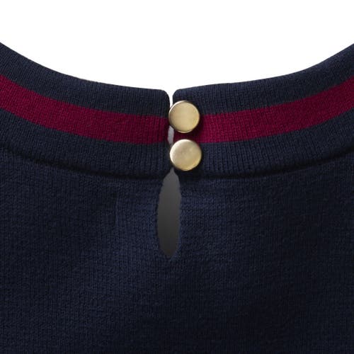 Shop Hope & Henry Girls' Organic Milano Tipped Sweater Dress, Toddler In Navy With Berry