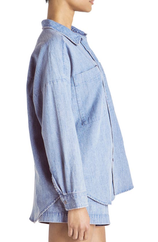 Shop Splendid X Cella Jane Oversize Denim Button-up Shirt In Washed Indigo
