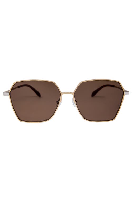 MITA SUSTAINABLE EYEWEAR Tuscany 63mm Oversized Square Sunglasses in Matte Gold /Gradient Brown