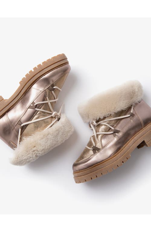 Penelope Chilvers Stornoway Genuine Shearling-lined Metallic Boot In Gold