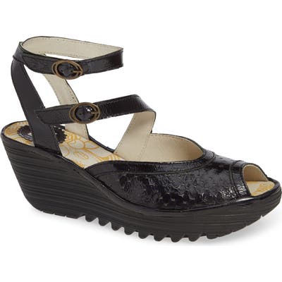 Fly London Yaxi Wedge Sandal, Black