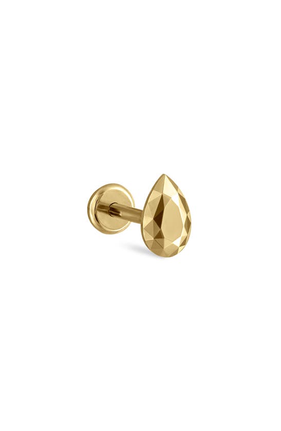 Maria Tash Faceted Pear Single Threaded Stud Earring In Gold