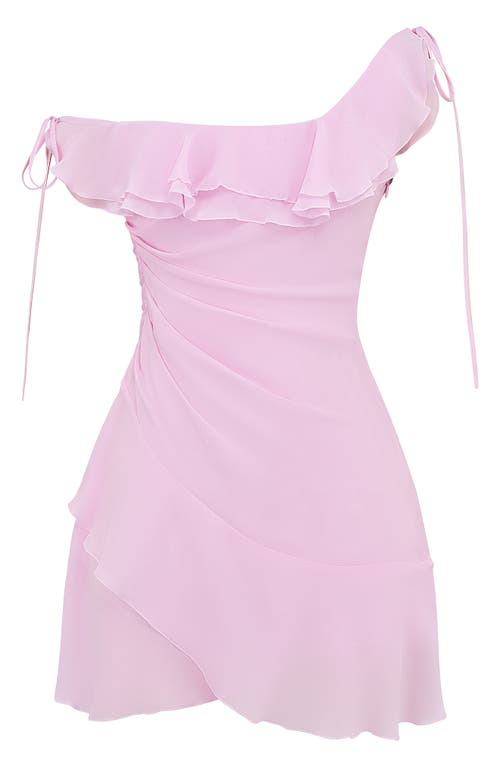 House Of Cb Kalena Layered One-shoulder Georgette Minidress In Piroutte