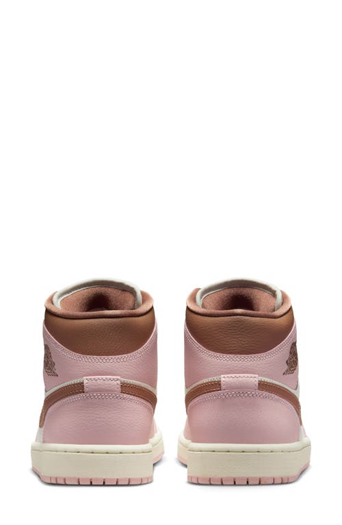 Shop Jordan Air  1 Mid Sneaker In Pink Oxford/brown/sail