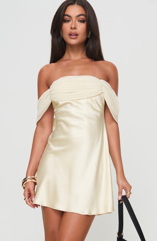 Shop Princess Polly Adoration Off The Shoulder Minidress In Light Beige
