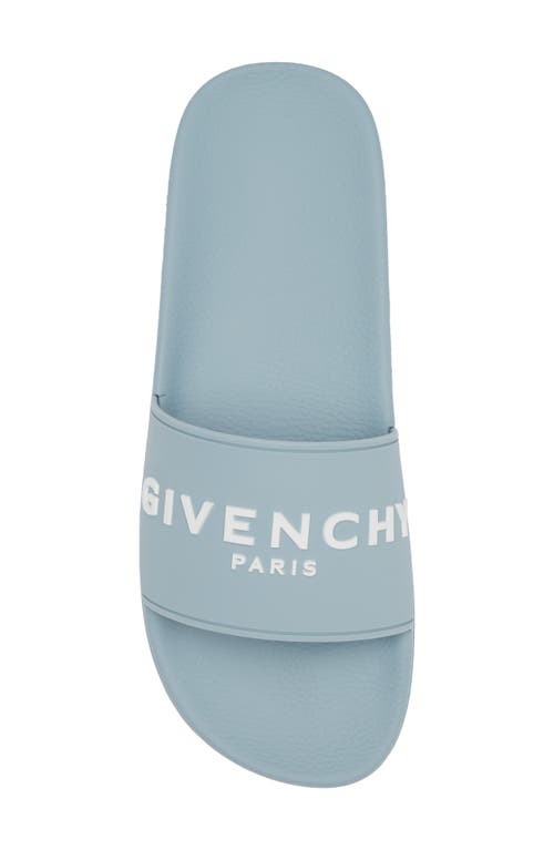 Shop Givenchy Logo Slide Sandal In Sky Blue