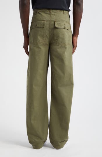 BRUBI Trousers women Slant Pocket Cargo Pants (Color : Army Green