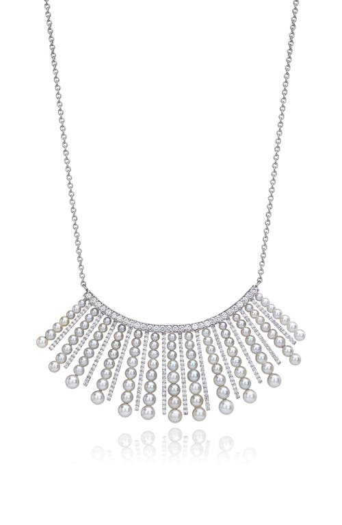 Mindi Mond Cultured Pearl Spoke Frontal Necklace In Silver/diamond/pearl