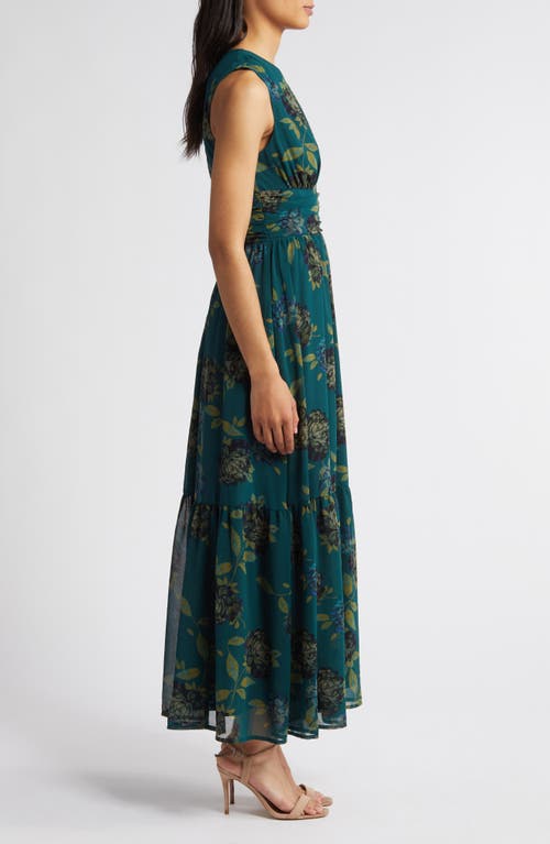 Shop Chelsea28 Print Sleeveless Chiffon Maxi Dress In Green P- Black Jones Blooms