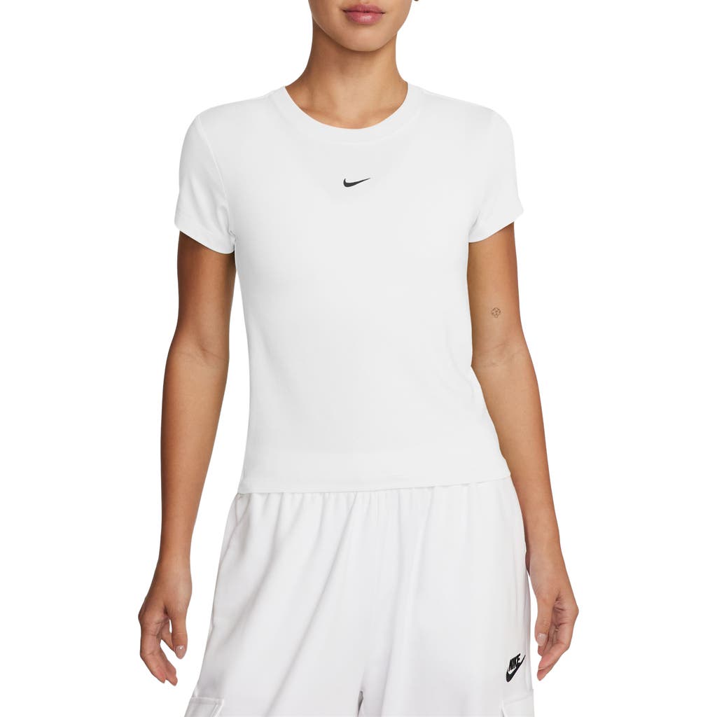 Nike Sportswear Club Chill Knit Mod Crop T-shirt In White