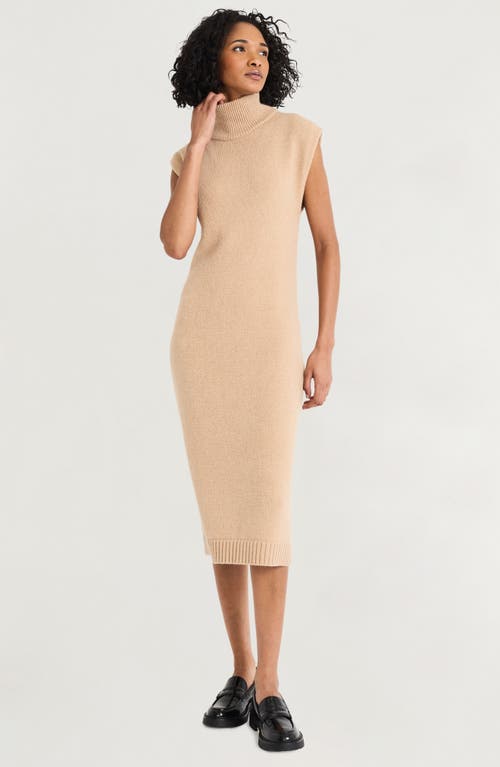 Shop Luxely Cap Sleeve Turtleneck Sweater Dress In Taupe Gray