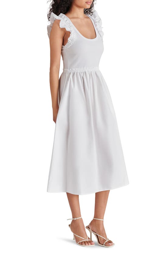 Shop Steve Madden Adela Mixed Media Cap Sleeve Fit & Flare Dress In White