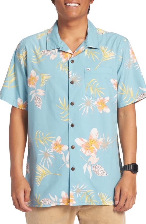Quiksilver Tropical Floral Camp Shirt in Reef Waters at Nordstrom, Size Small