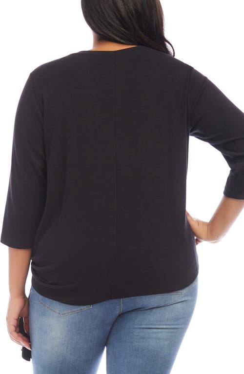 Shop Karen Kane Tie Hem Hemp & Organic Cotton Blend Top In Black