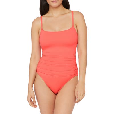 La Blanca Island Goddess One-Piece Swimsuit, Coral
